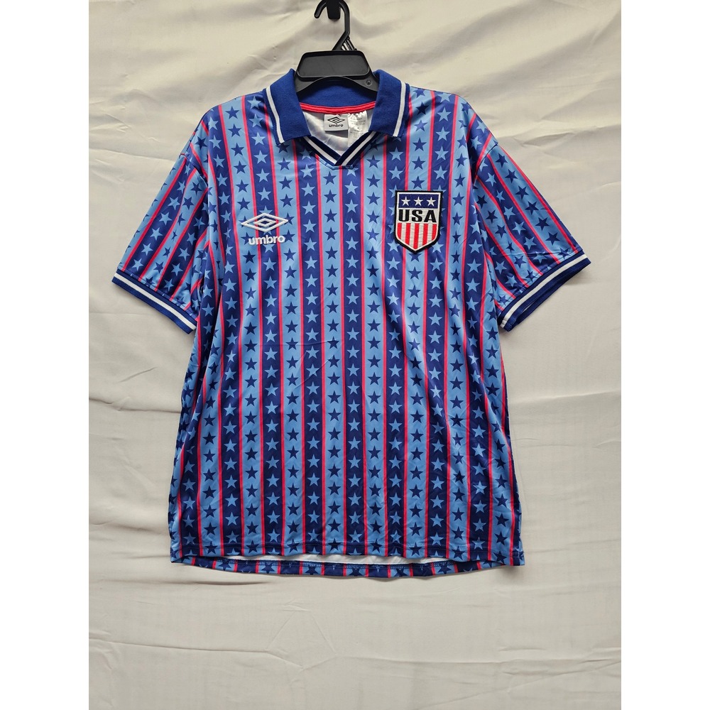 Umbro Mens USA Soccer Jersey Blue Polyester Athletic Size Medium